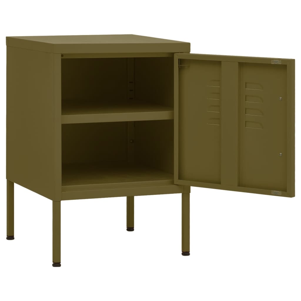 Nightstands 2 pcs Olive Green 35x35x51 cm Steel