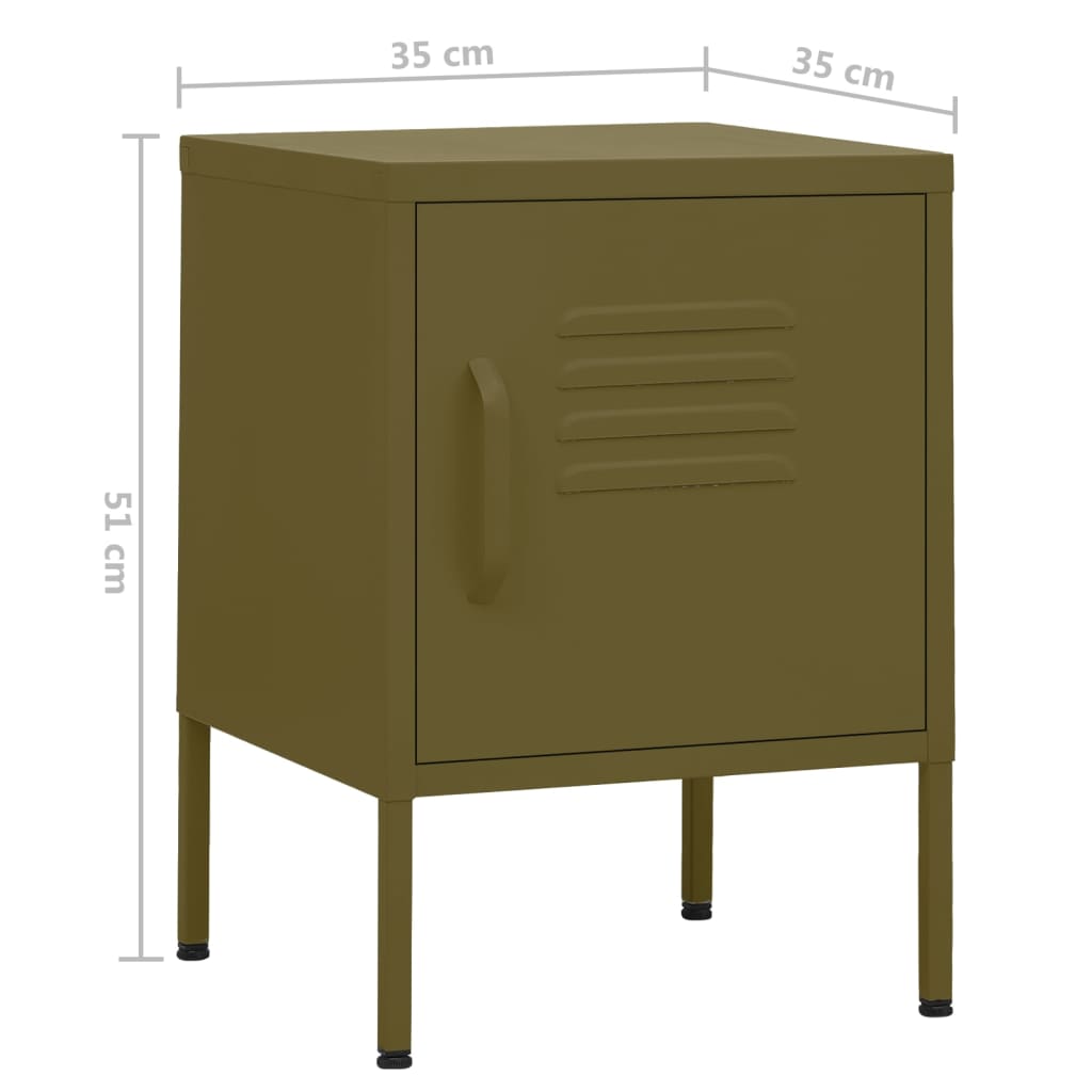 Nightstands 2 pcs Olive Green 35x35x51 cm Steel