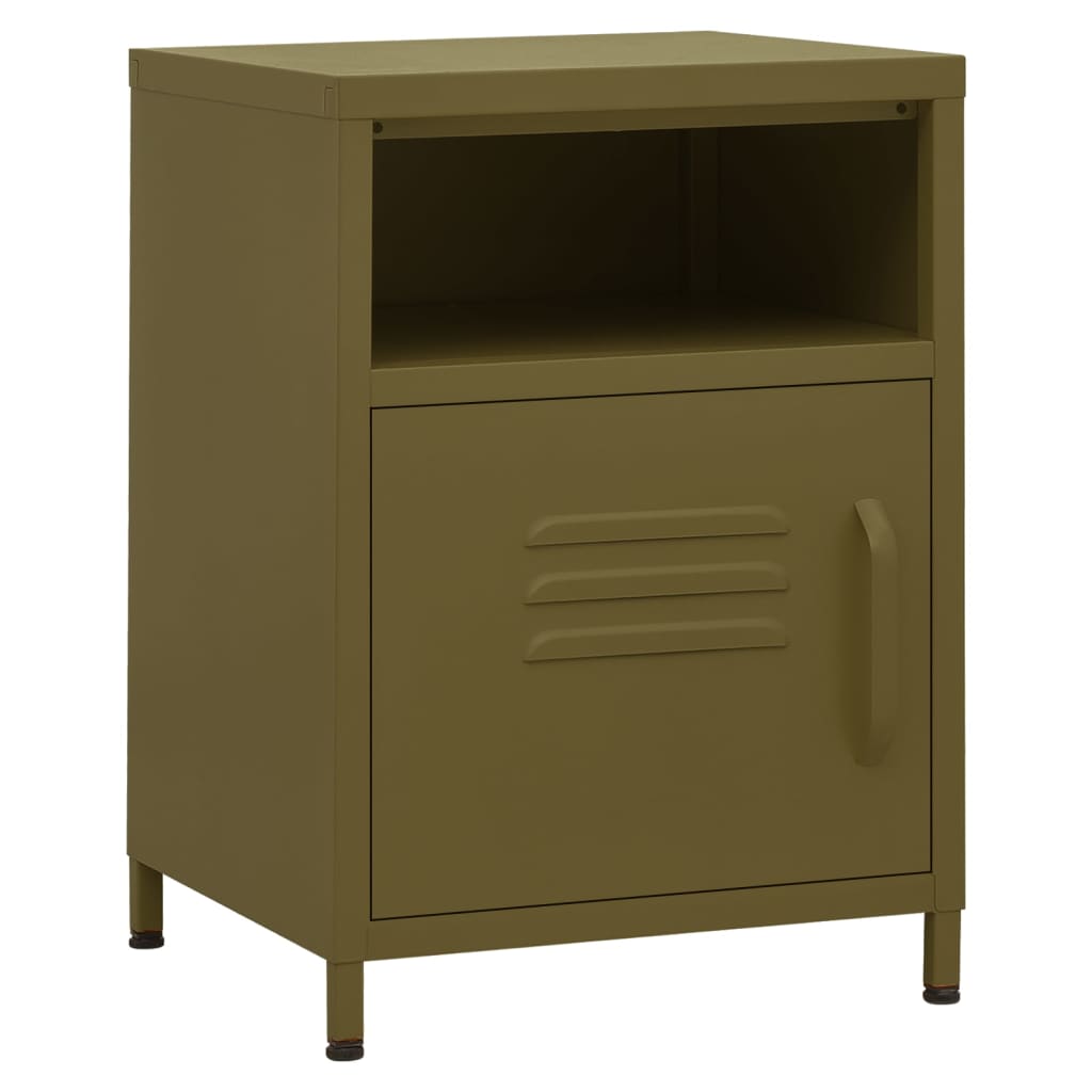 Nightstands 2 pcs Olive Green 35x35x51 cm Steel