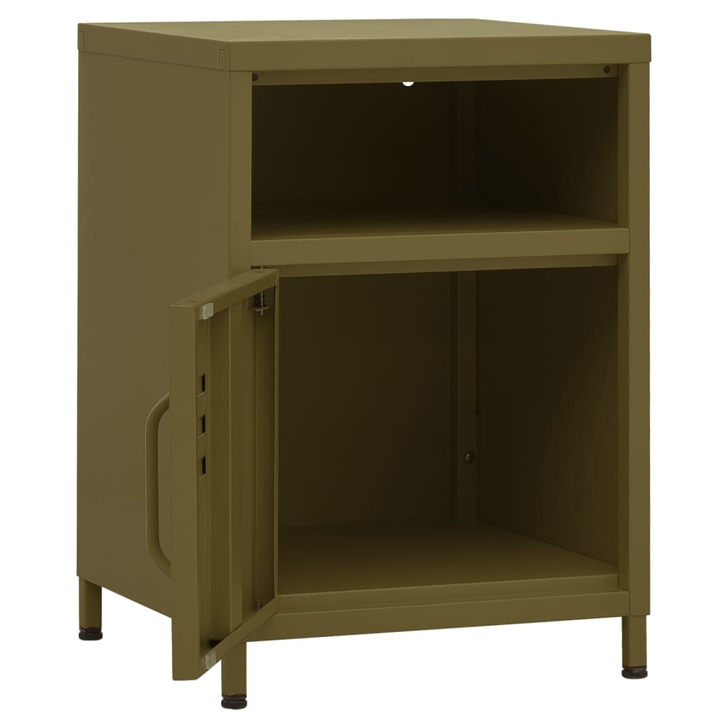 Nightstands 2 pcs Olive Green 35x35x51 cm Steel