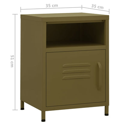 Nightstands 2 pcs Olive Green 35x35x51 cm Steel