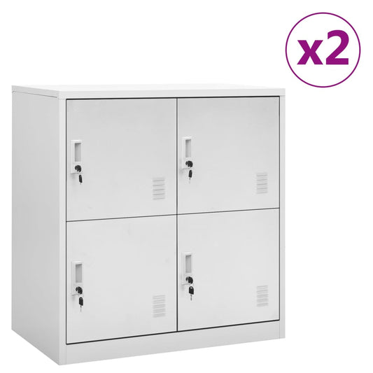 Locker Cabinets 2 pcs Light Grey 90x45x92.5 cm Steel