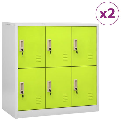 Locker Cabinets 2 pcs Light Grey and Green 90x45x92.5 cm Steel