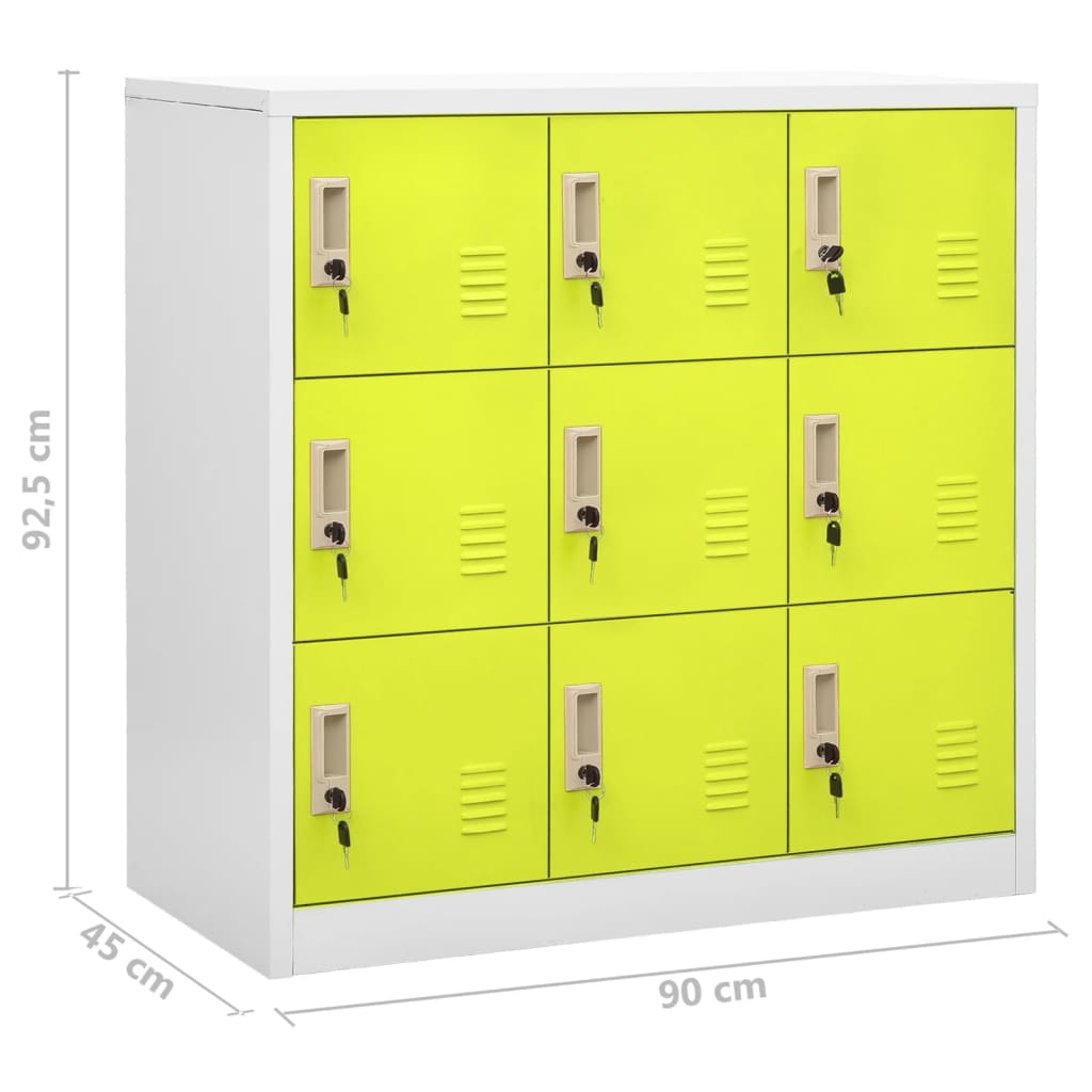 Locker Cabinets 5 pcs Light Grey and Green 90x45x92.5 cm Steel