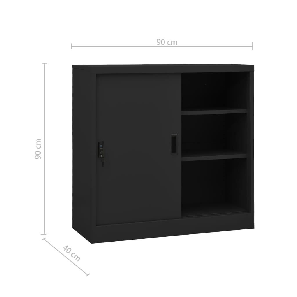 Sliding Door Cabinet with Planter Box Anthracite Steel