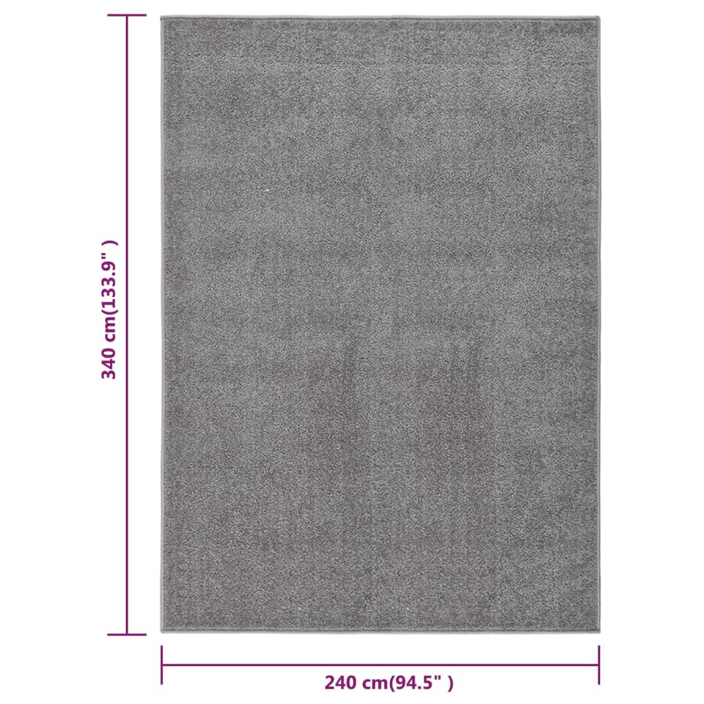 Rug Short Pile 240x340 cm Grey