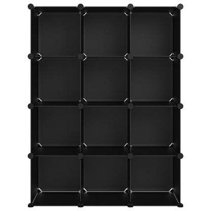 Storage Cube Organiser with 12 Cubes Black PP