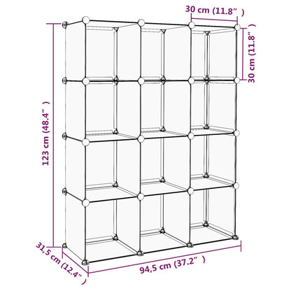 Storage Cube Organiser with 12 Cubes Black PP