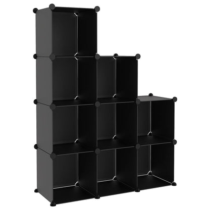 Storage Cube Organiser with 9 Cubes Black PP