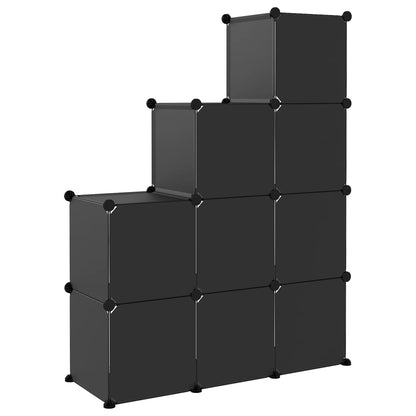 Storage Cube Organiser with 9 Cubes Black PP