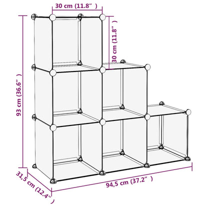 Storage Cube Organiser with 6 Cubes Black PP