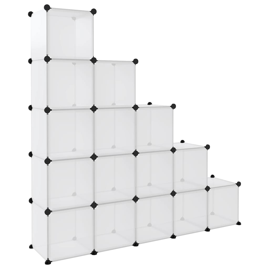 Storage Cube Organiser with 15 Cubes Transparent PP