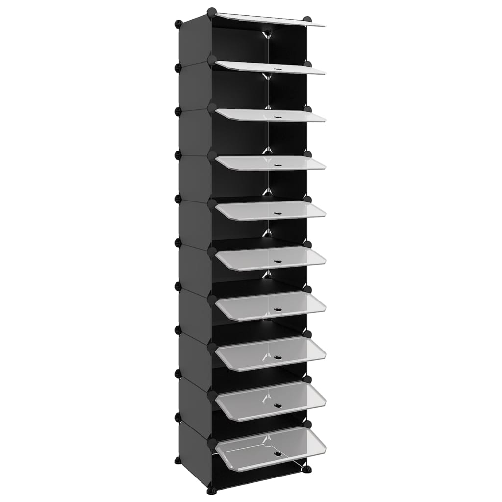 Shoe Rack Black 44x32x174 cm PP