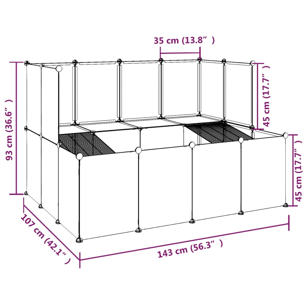 Small Animal Cage Transparent 143x107x93 cm PP and Steel