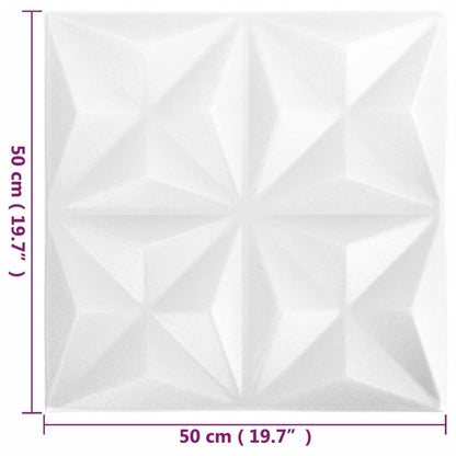 3D Wall Panels 24 pcs 50x50 cm Origami White 6 m²