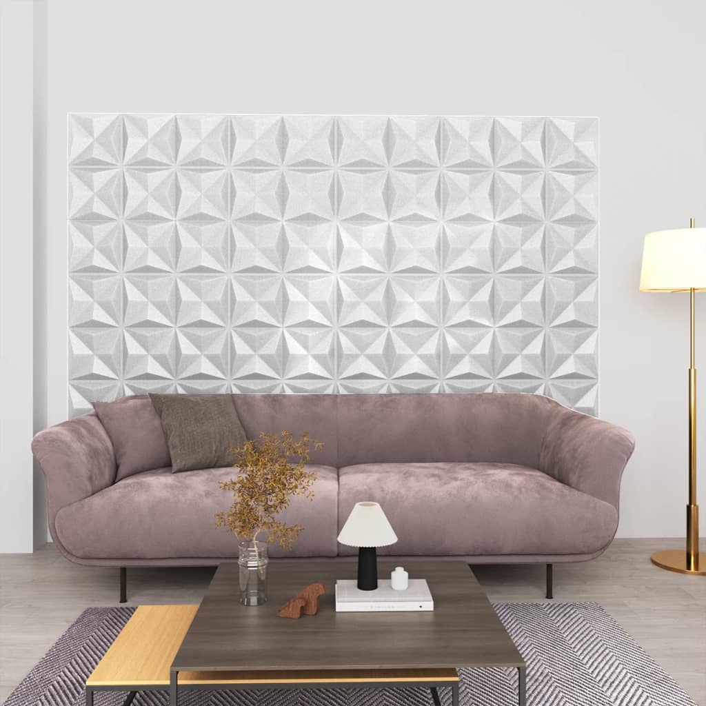 3D Wall Panels 24 pcs 50x50 cm Origami White 6 m²