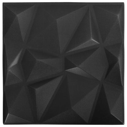 3D Wall Panels 24 pcs 50x50 cm Diamond Black 6 m²