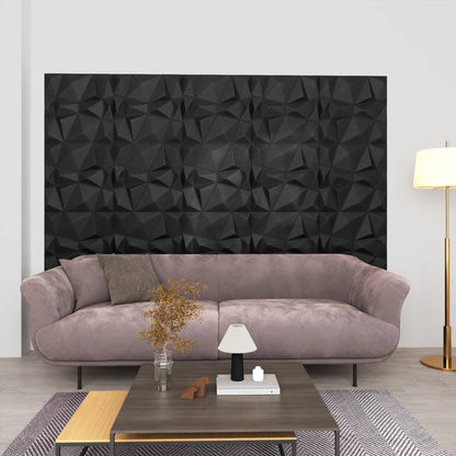 3D Wall Panels 24 pcs 50x50 cm Diamond Black 6 m²