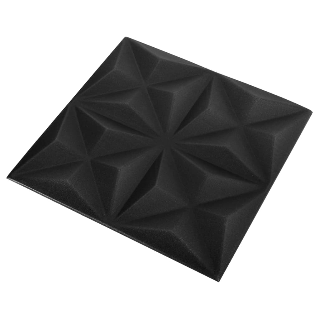 3D Wall Panels 24 pcs 50x50 cm Origami Black 6 m²