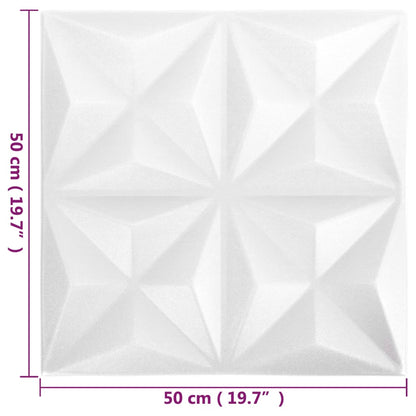 3D Wall Panels 12 pcs 50x50 cm Origami White 3 m²