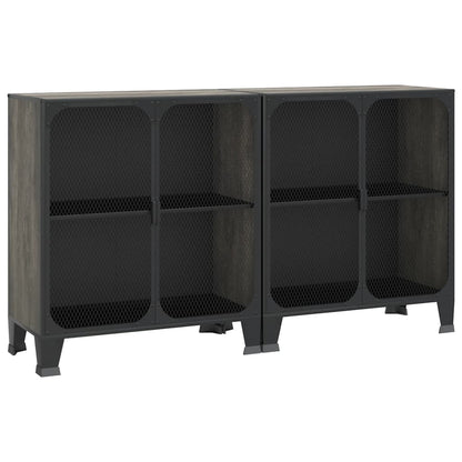 Storage Cabinets 2 pcs Grey 72x36x82 cm Metal and MDF