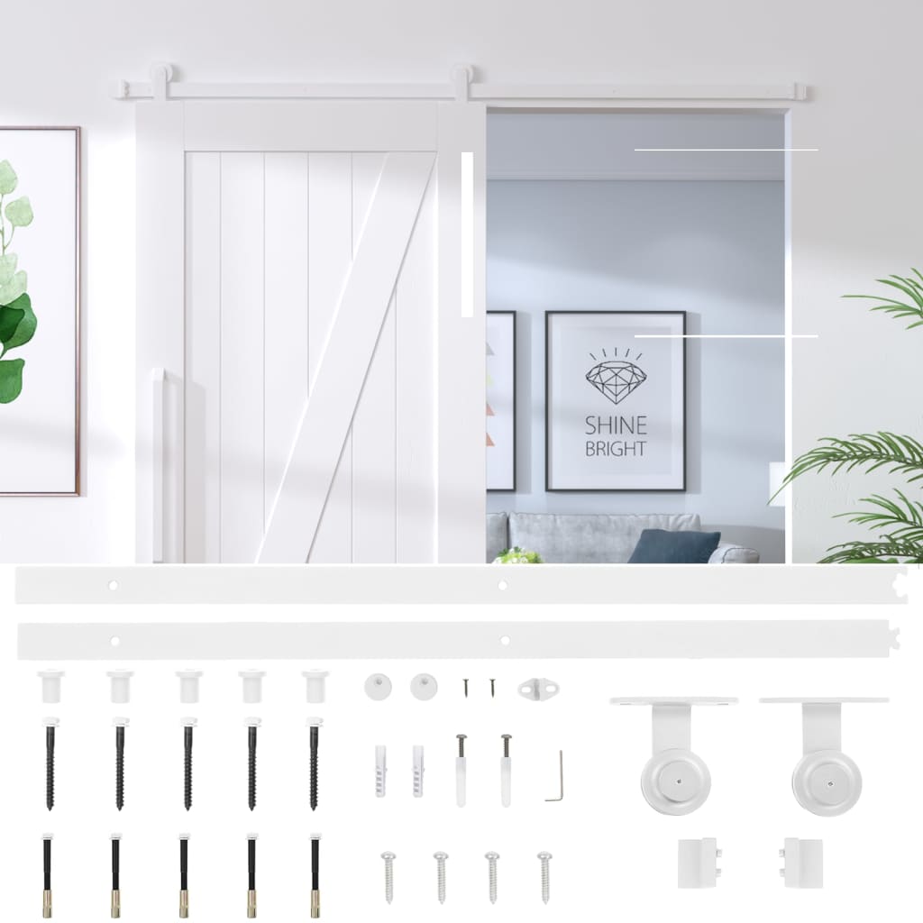 Sliding Door Hardware Kit 183 cm Steel White