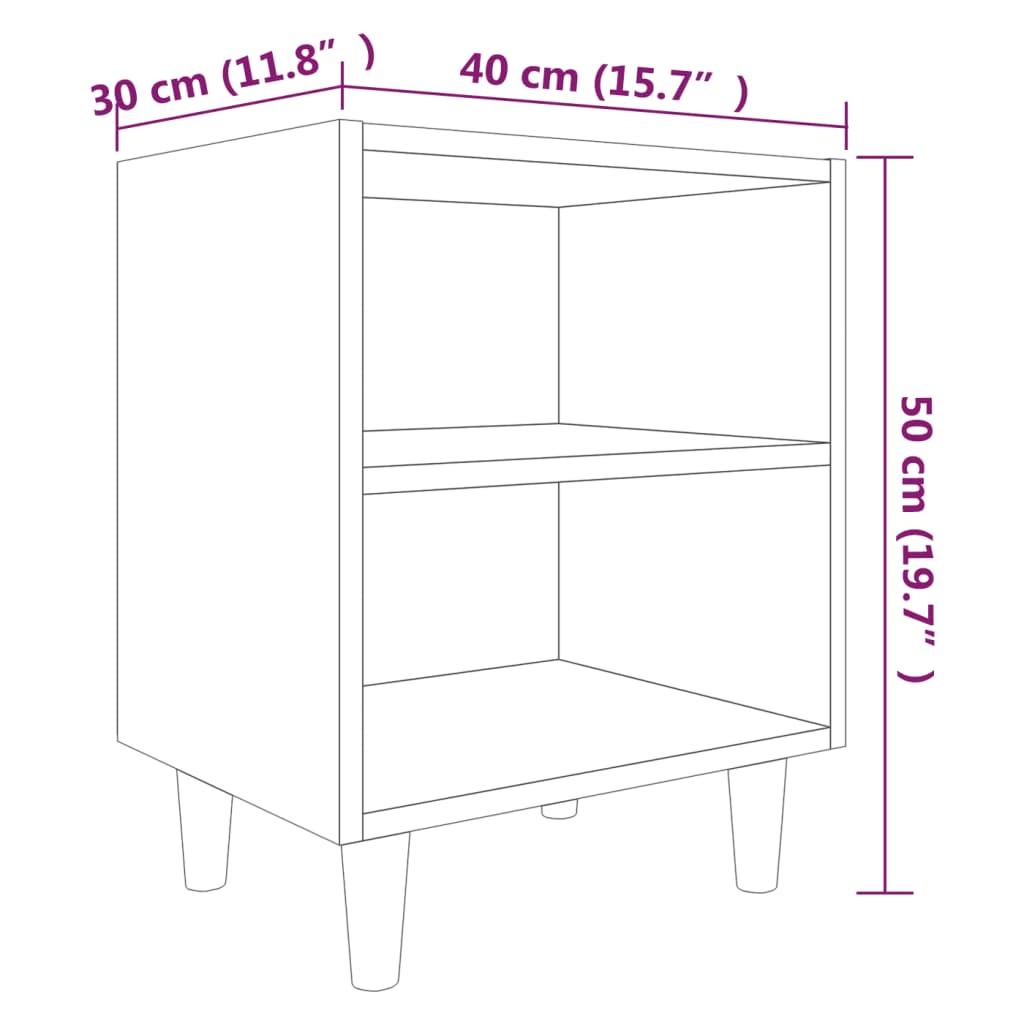 Bed Cabinets with Solid Wood Legs 2 pcs Smoked Oak 40x30x50 cm