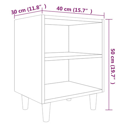 Bed Cabinets with Solid Wood Legs 2 pcs Smoked Oak 40x30x50 cm