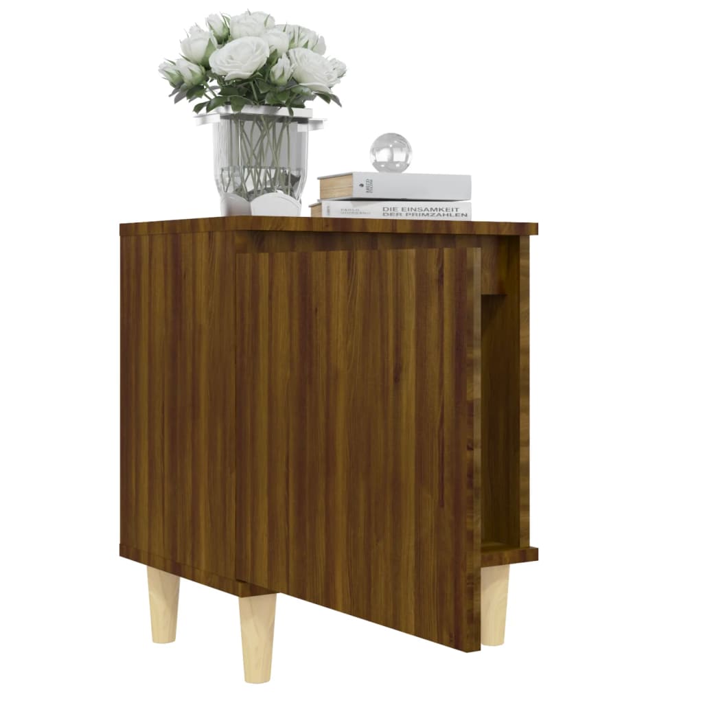 Bed Cabinets with Solid Wood Legs 2 pcs Brown Oak 40x30x50 cm