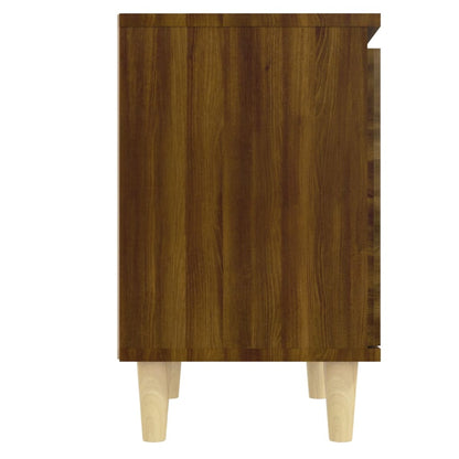 Bed Cabinets with Solid Wood Legs 2 pcs Brown Oak 40x30x50 cm