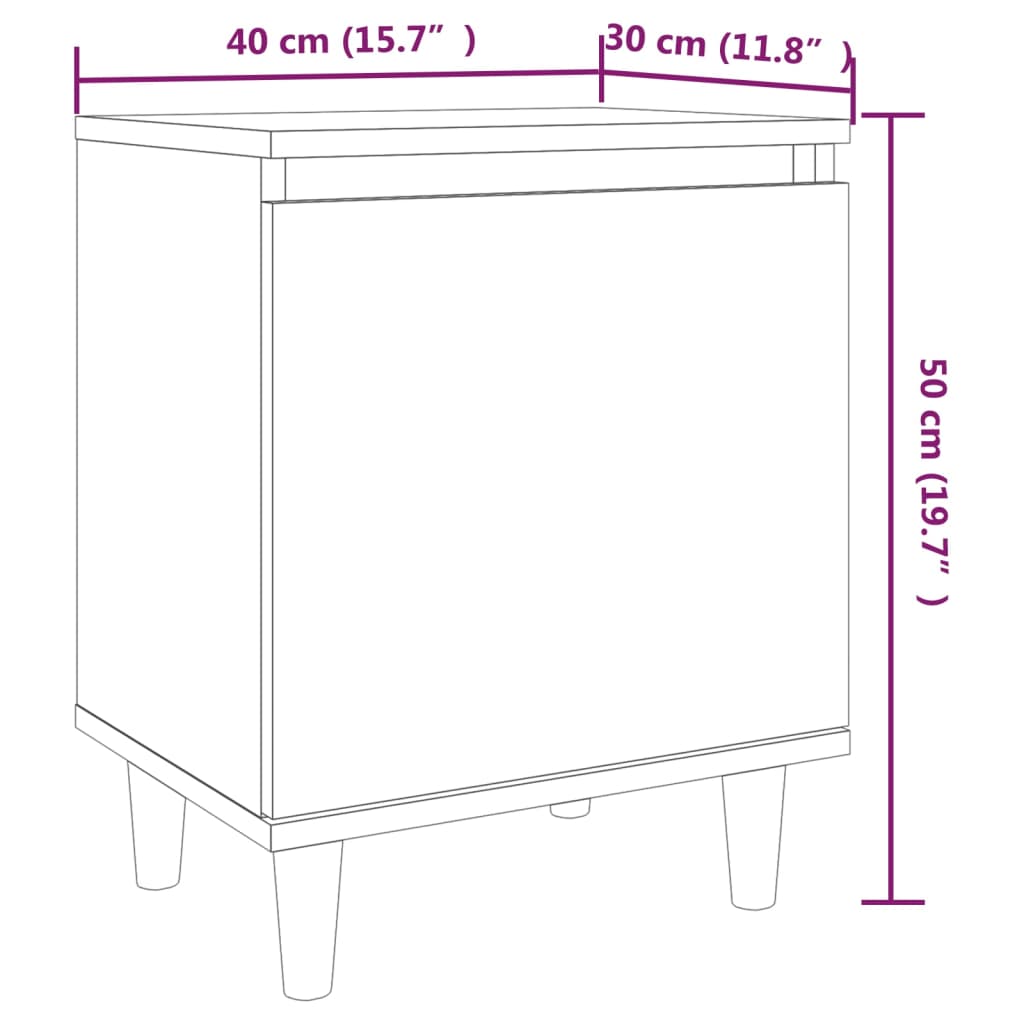 Bed Cabinets with Solid Wood Legs 2 pcs Brown Oak 40x30x50 cm