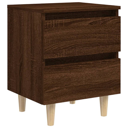 Bed Cabinet with Solid Wood Legs Brown Oak 40x35x50 cm