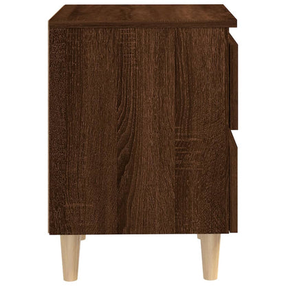 Bed Cabinet with Solid Wood Legs Brown Oak 40x35x50 cm