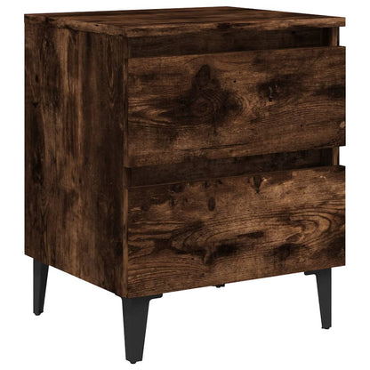 Bed Cabinet with Metal Legs Smoked Oak 40x35x50 cm