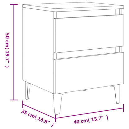 Bed Cabinet with Metal Legs Smoked Oak 40x35x50 cm