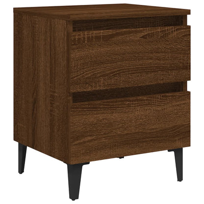 Bed Cabinet with Metal Legs Brown Oak 40x35x50 cm