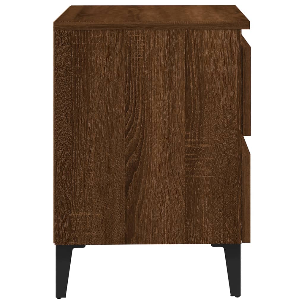 Bed Cabinet with Metal Legs Brown Oak 40x35x50 cm