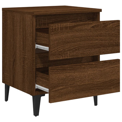 Bed Cabinet with Metal Legs Brown Oak 40x35x50 cm