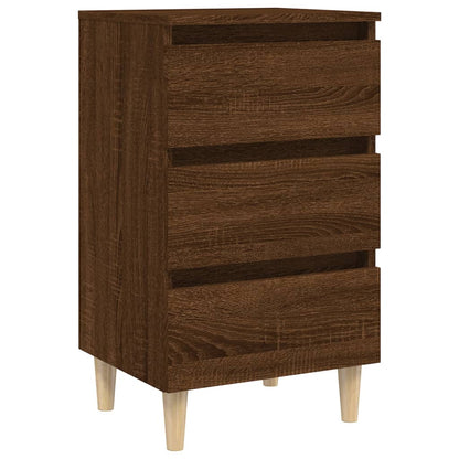 Bed Cabinet with Solid Wood Legs Brown Oak 40x35x69 cm