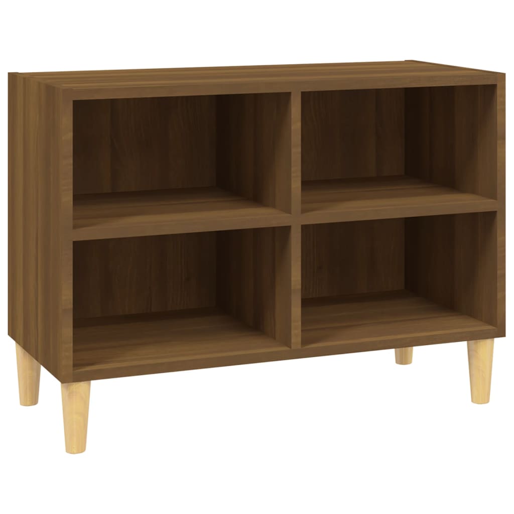 TV Cabinet with Solid Wood Legs Brown Oak 69.5x30x50 cm