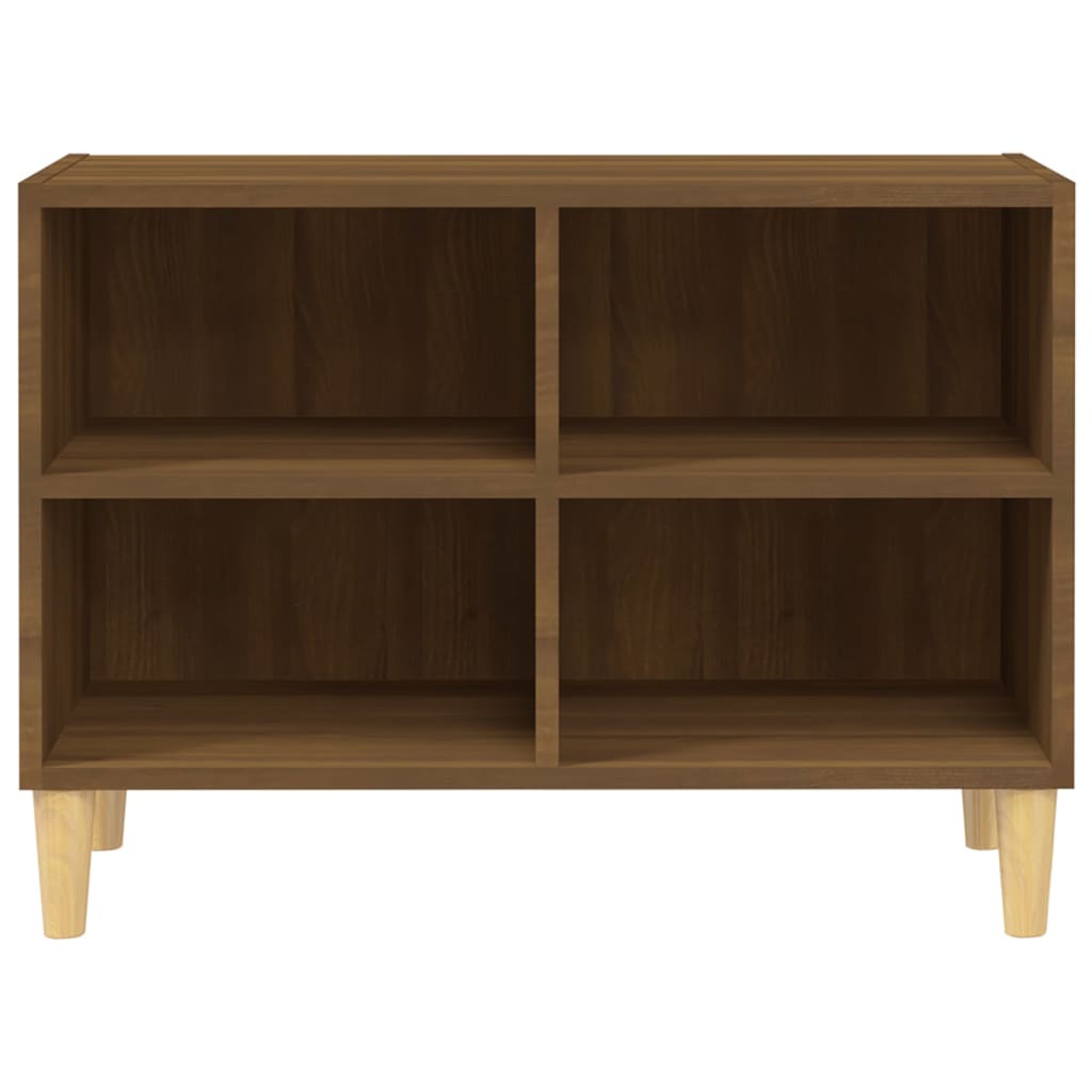 TV Cabinet with Solid Wood Legs Brown Oak 69.5x30x50 cm