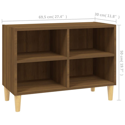 TV Cabinet with Solid Wood Legs Brown Oak 69.5x30x50 cm