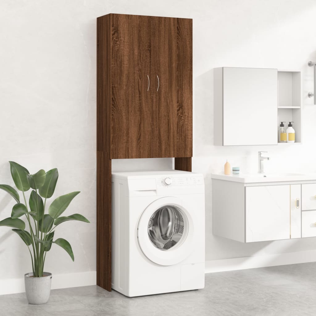 Washing Machine Cabinet Brown Oak 64x25.5x190 cm