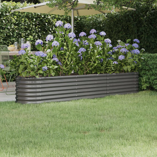 Garden Raised Bed Powder-coated Steel 224x40x36 cm Grey