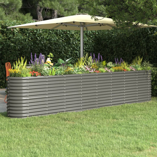 Garden Raised Bed Powder-coated Steel 332x40x68 cm Grey