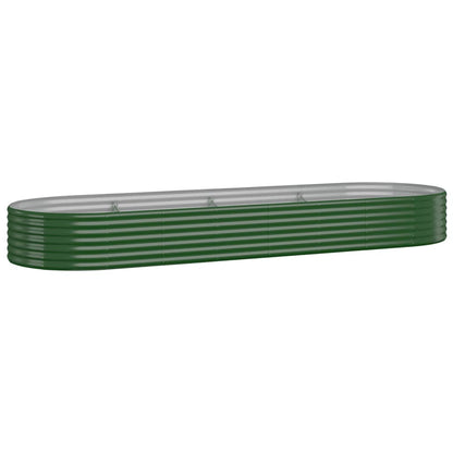 Garden Raised Bed Powder-coated Steel 322x100x36 cm Green