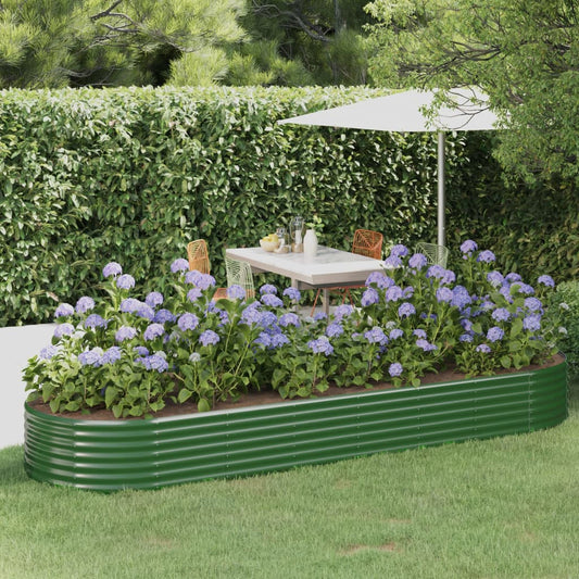 Garden Raised Bed Powder-coated Steel 322x100x36 cm Green