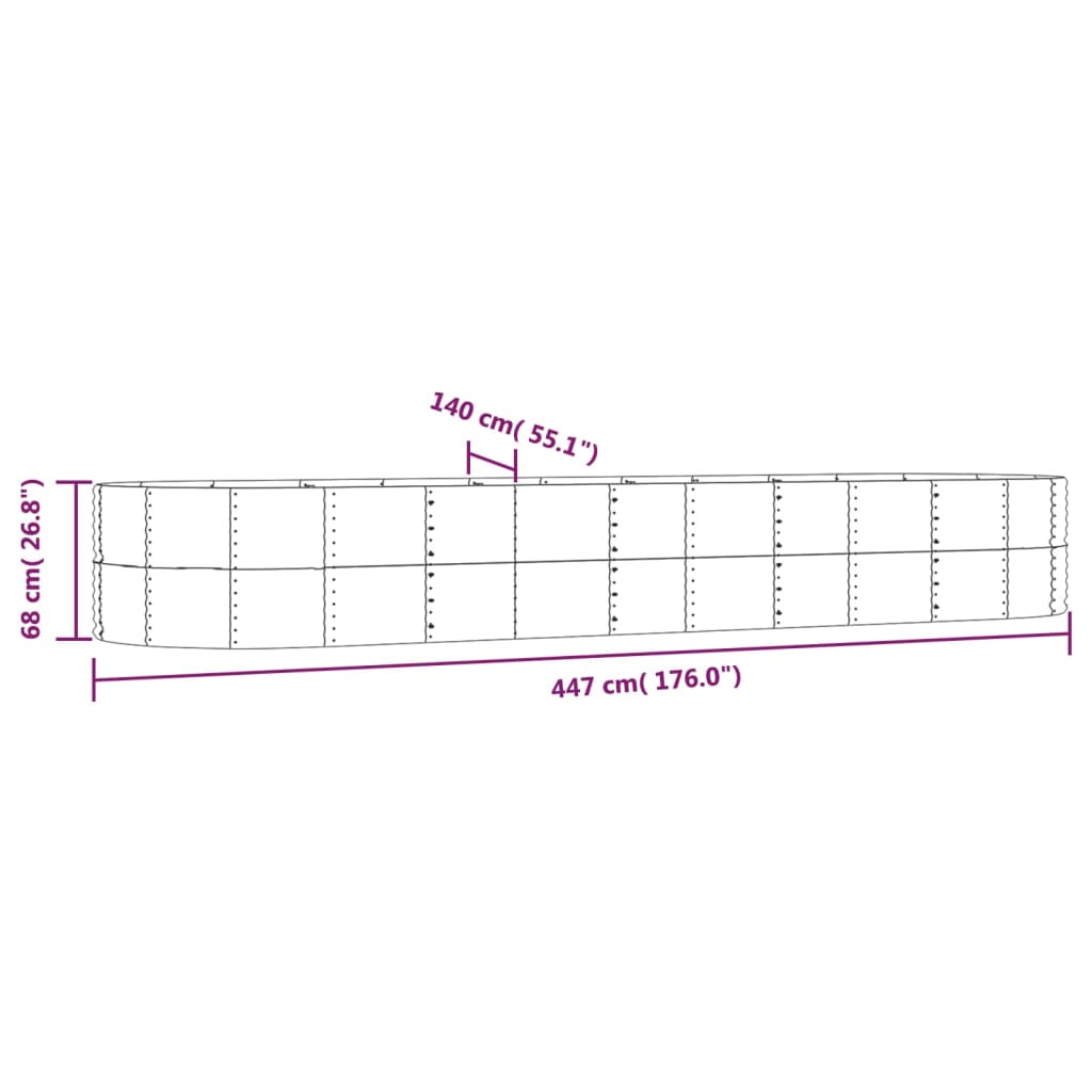 Garden Raised Bed Brown 447x140x68 cm Powder-coated Steel