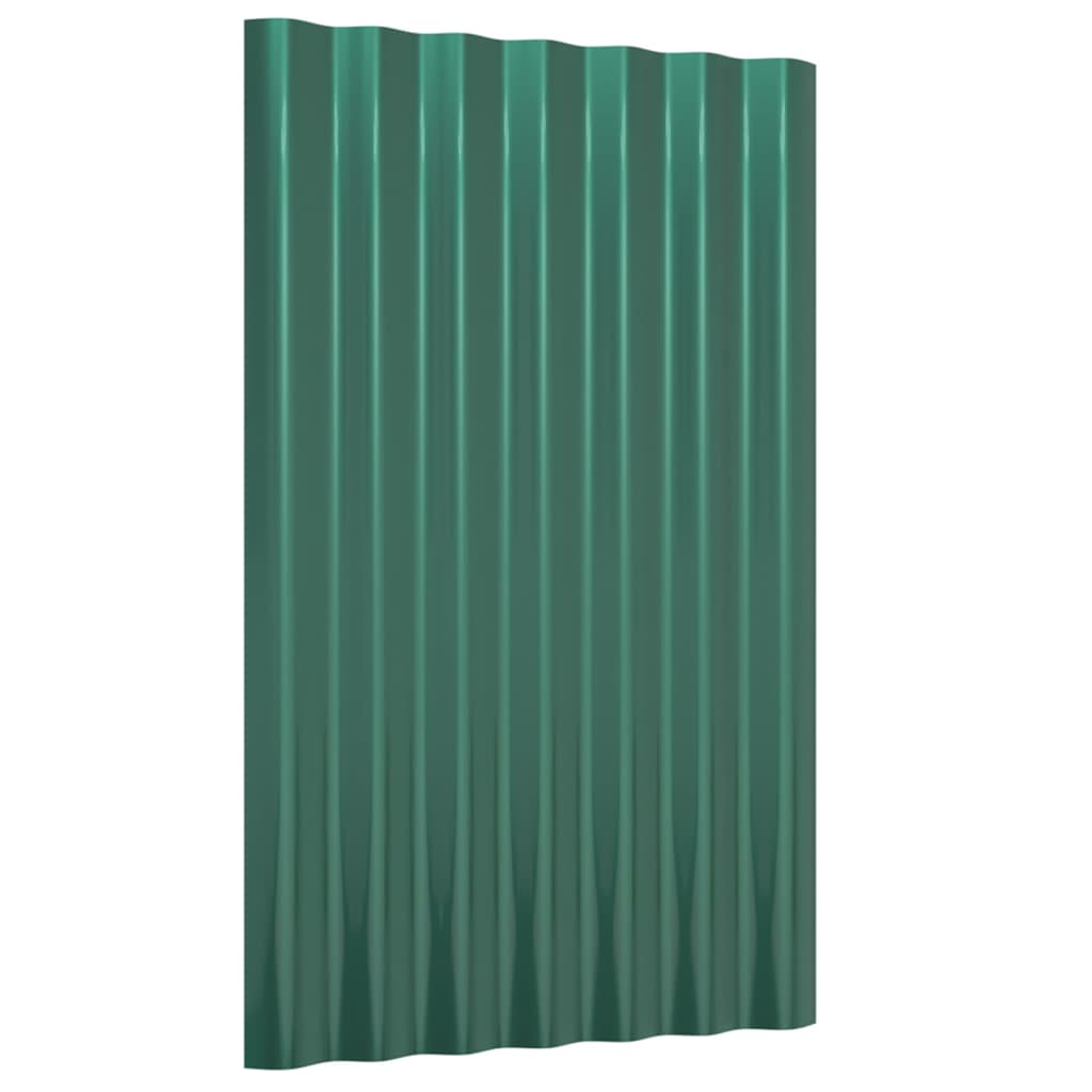 Roof Panels 12 pcs Powder-coated Steel Green 60x36 cm