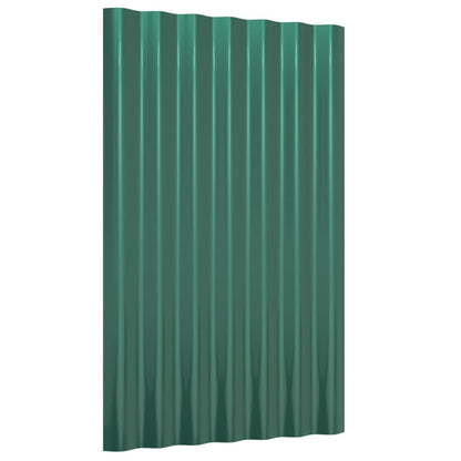 Roof Panels 12 pcs Powder-coated Steel Green 60x36 cm